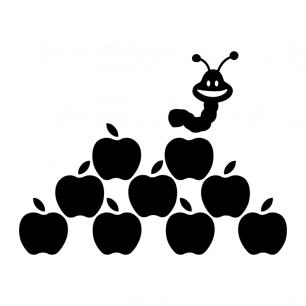 Sticker Apfel und Wurm